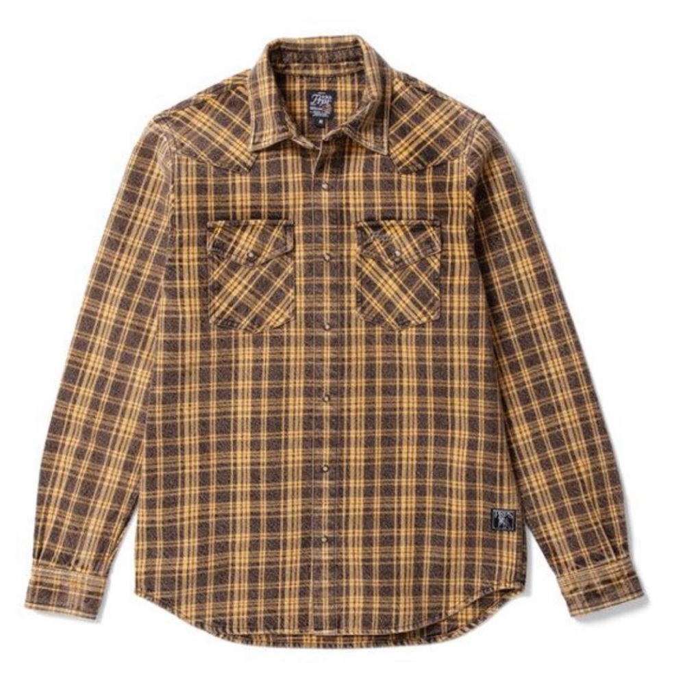 PRPS High Fashion Plaid Men's Shirt - Brown and Yellow L NWT